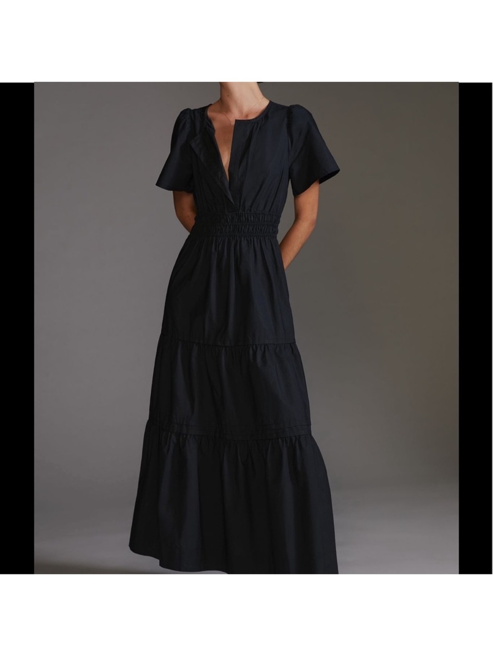 Anthropologie Sommerset Maxi Dress Black Sz S
